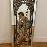 Silkscreened mirror after Mucha Rêverie du soir