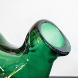 Tre vasi scultorei in vetro verde di Empoli, Italia Anni '60