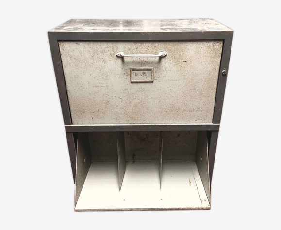 Meuble d'archive en métal 2 tiroirs à bascule avec intercalaires en métal |  Selency