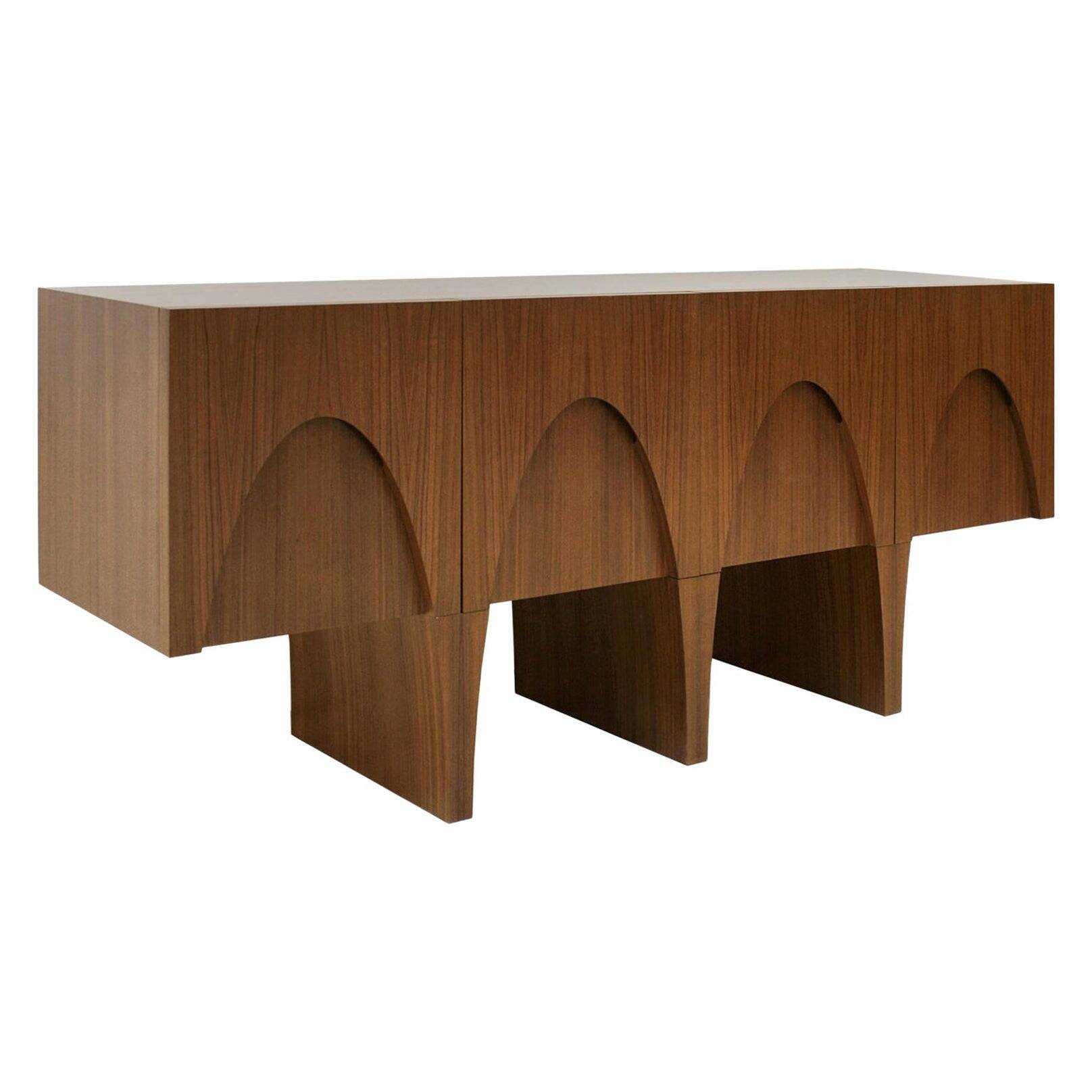 Contemporary Modern Teak and Lemongrass Wood Italian Sideboard