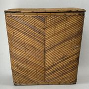 Pencil reed rattan bamboo chest or trunk, 1950s-1960s