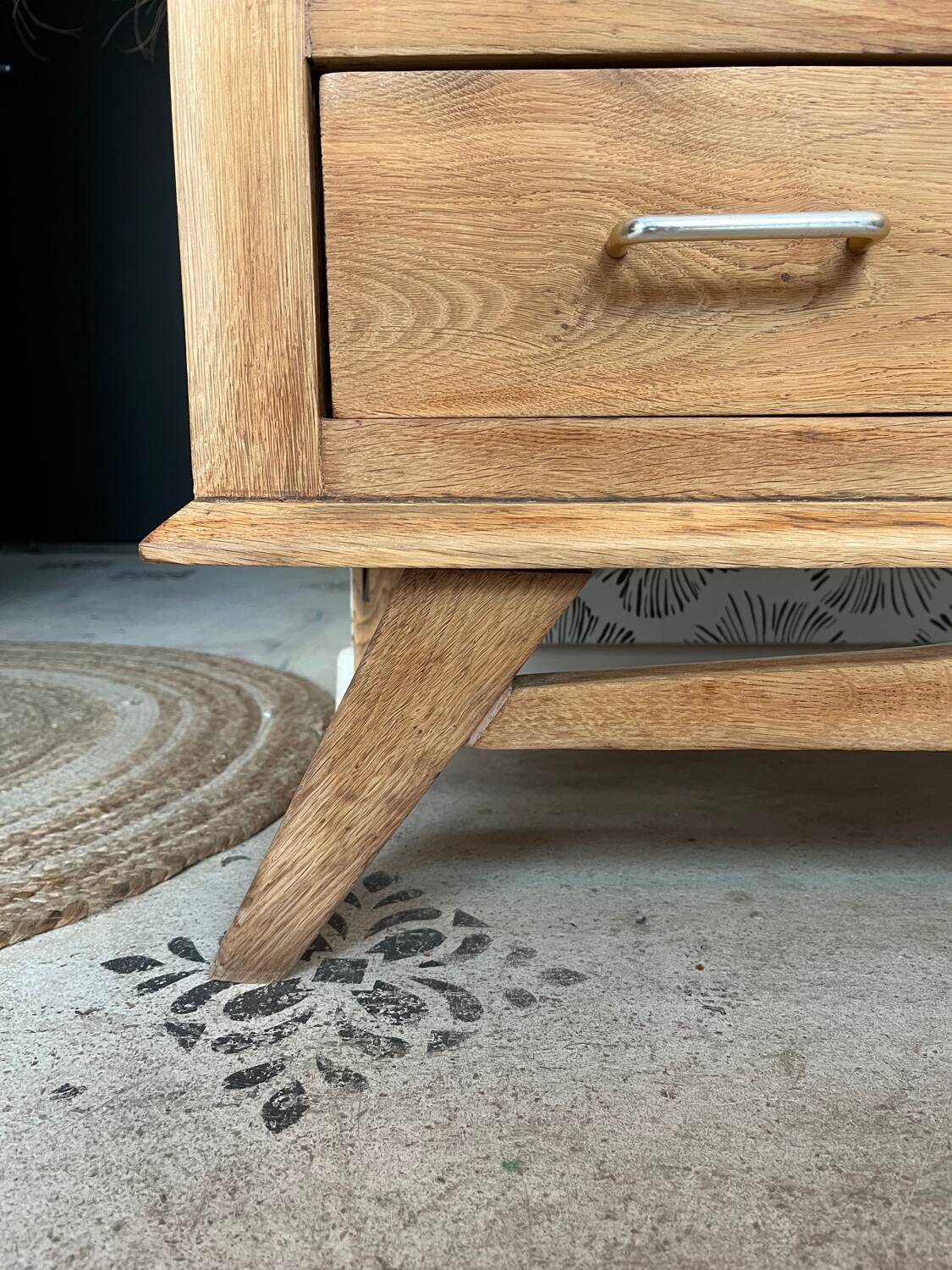 Commode Oscar bois et noir années 50-70 style scandinave