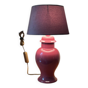 Lampe céramique et velours années 90