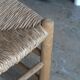 Low wooden straw stool, 1950s
