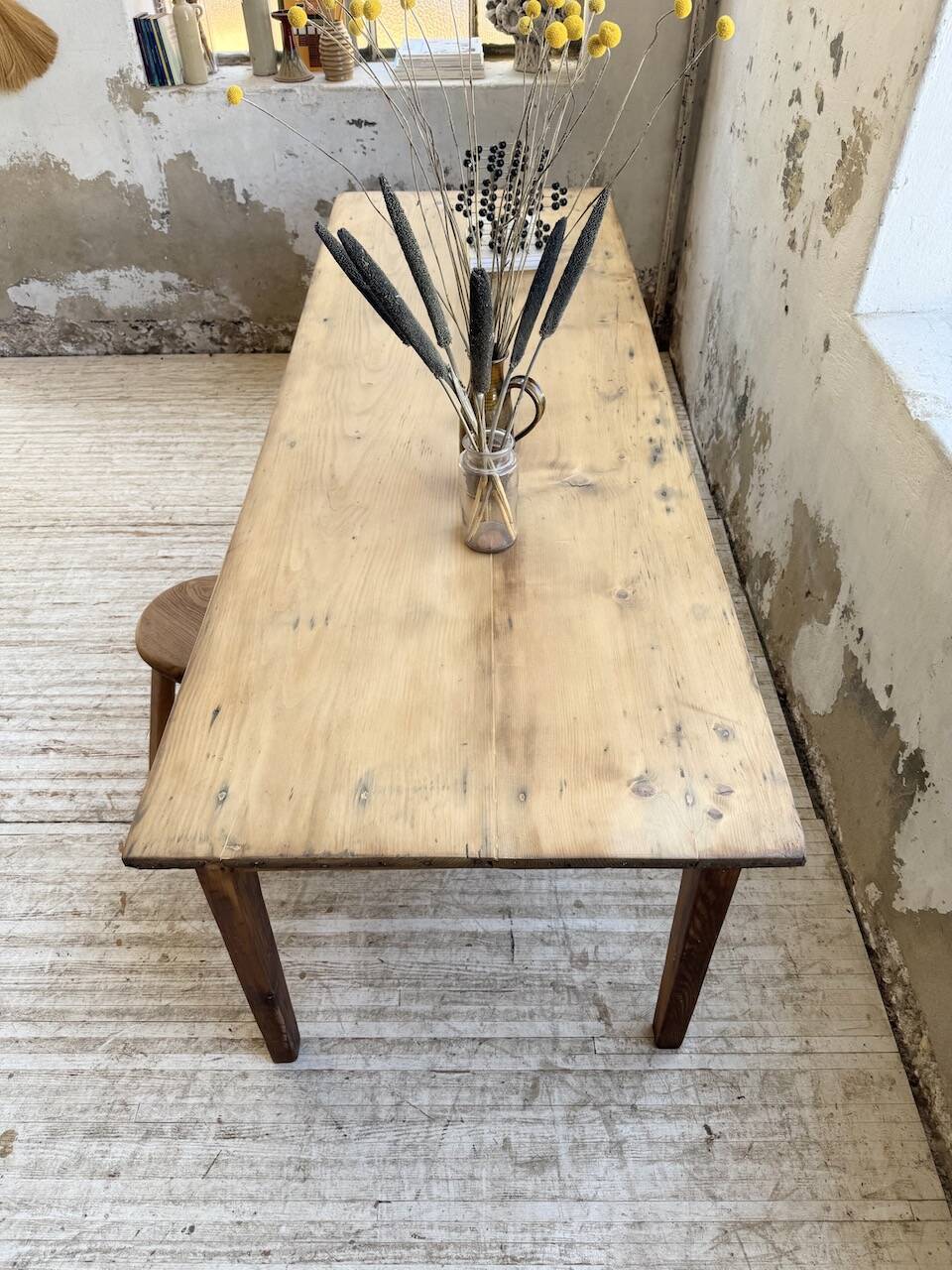 1950s pine farmhouse table 220cm