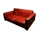 Red leather 2/3-seater sofa by Roche Bobois