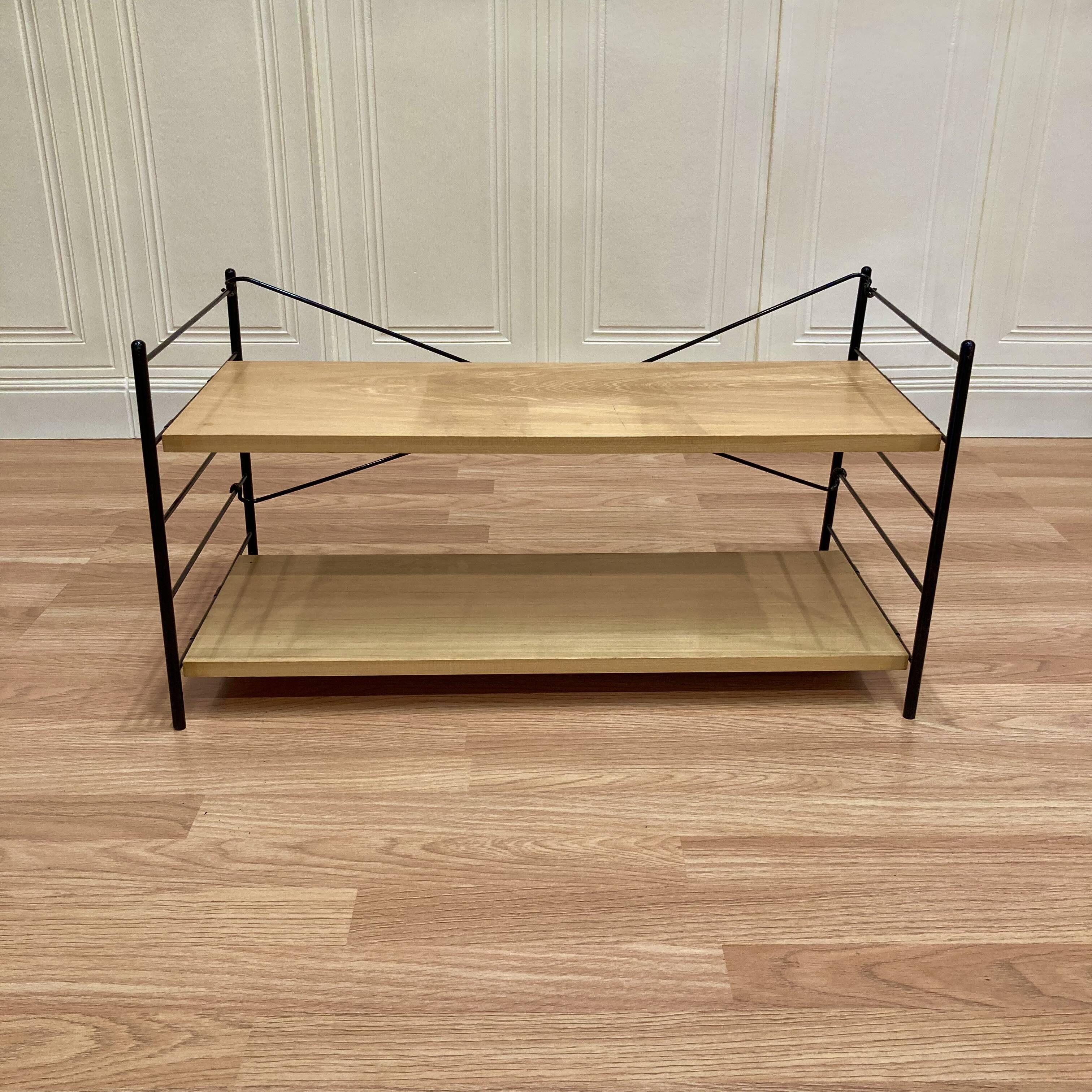 Étagère modulable métal et bois design 1960.
