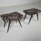 Pair of Italian benches and stools from the mid-century, 1950s.