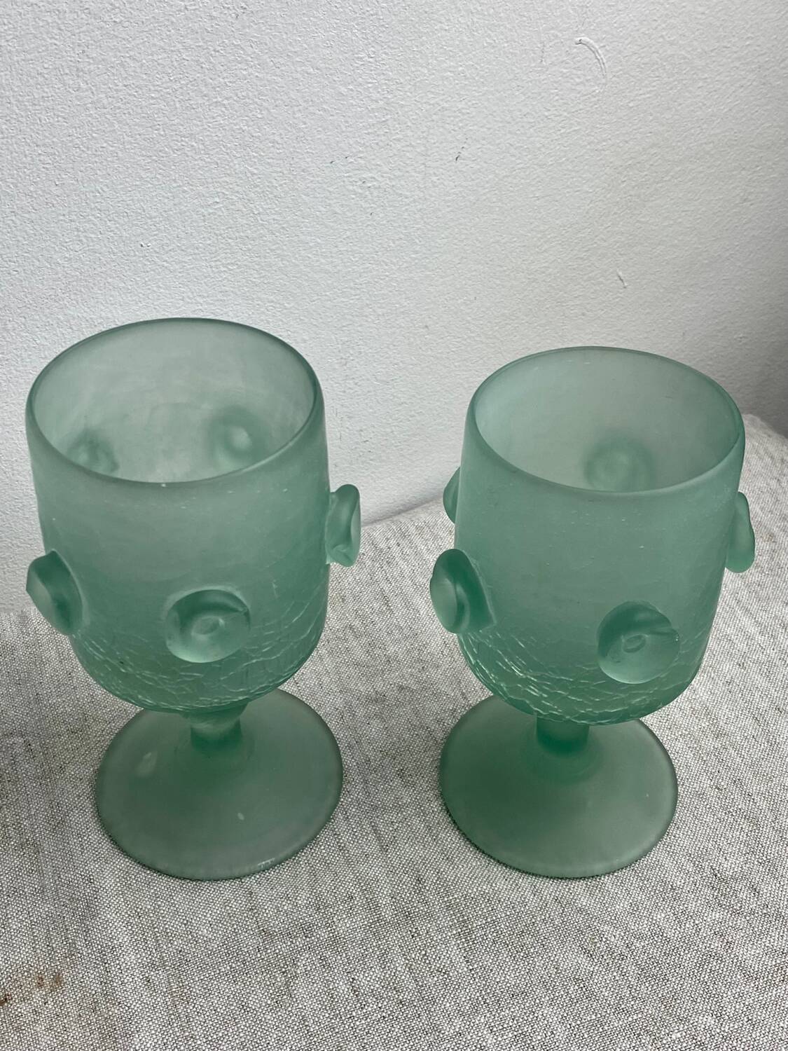 Iranian stemmed glasses in blown glass 1960