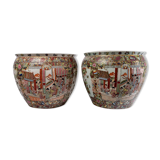 Pair fish aquarium - chinese porcelain - cloisonné enamel - canton - epoch: xxth century