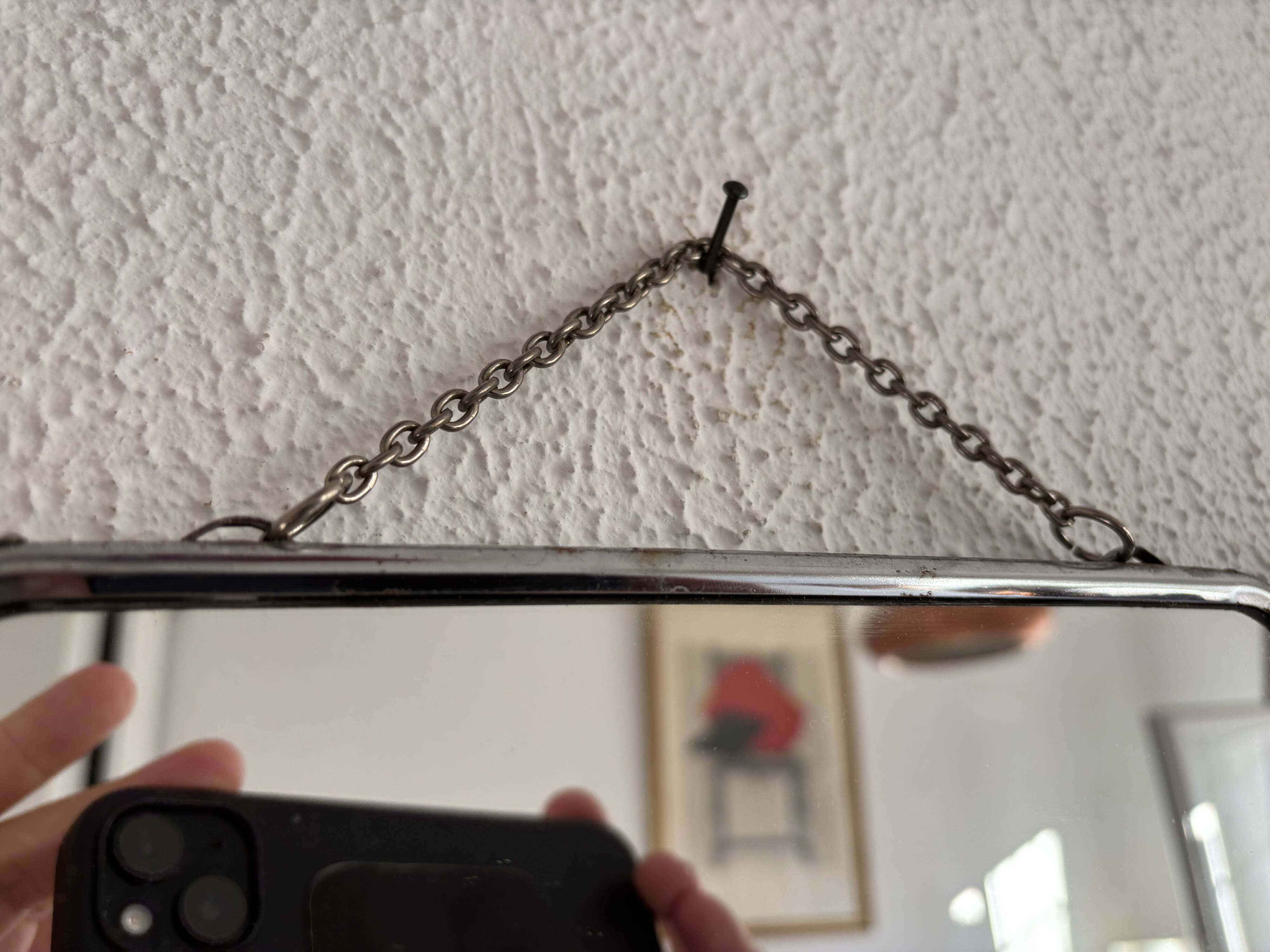 Miroir vintage 1960 triptyque barbier argenté Arpin - 28 x 70 cm