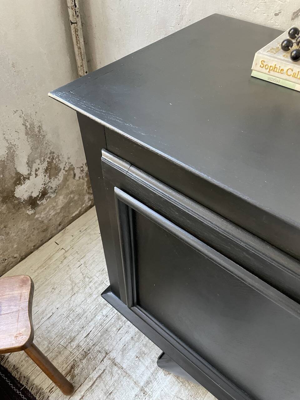 60s brutalist black sideboard