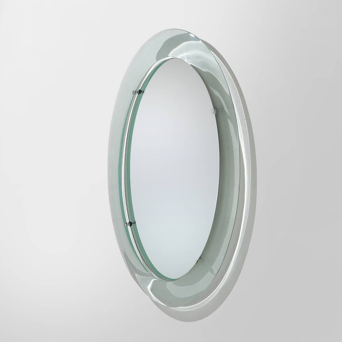 Wall mirror with curved glass frame by Metalvetro, 1970s