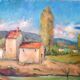 Tuscan landscape painting oil on panel signed