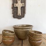 Salad bowl, 6 ramekins signed F. Baudat