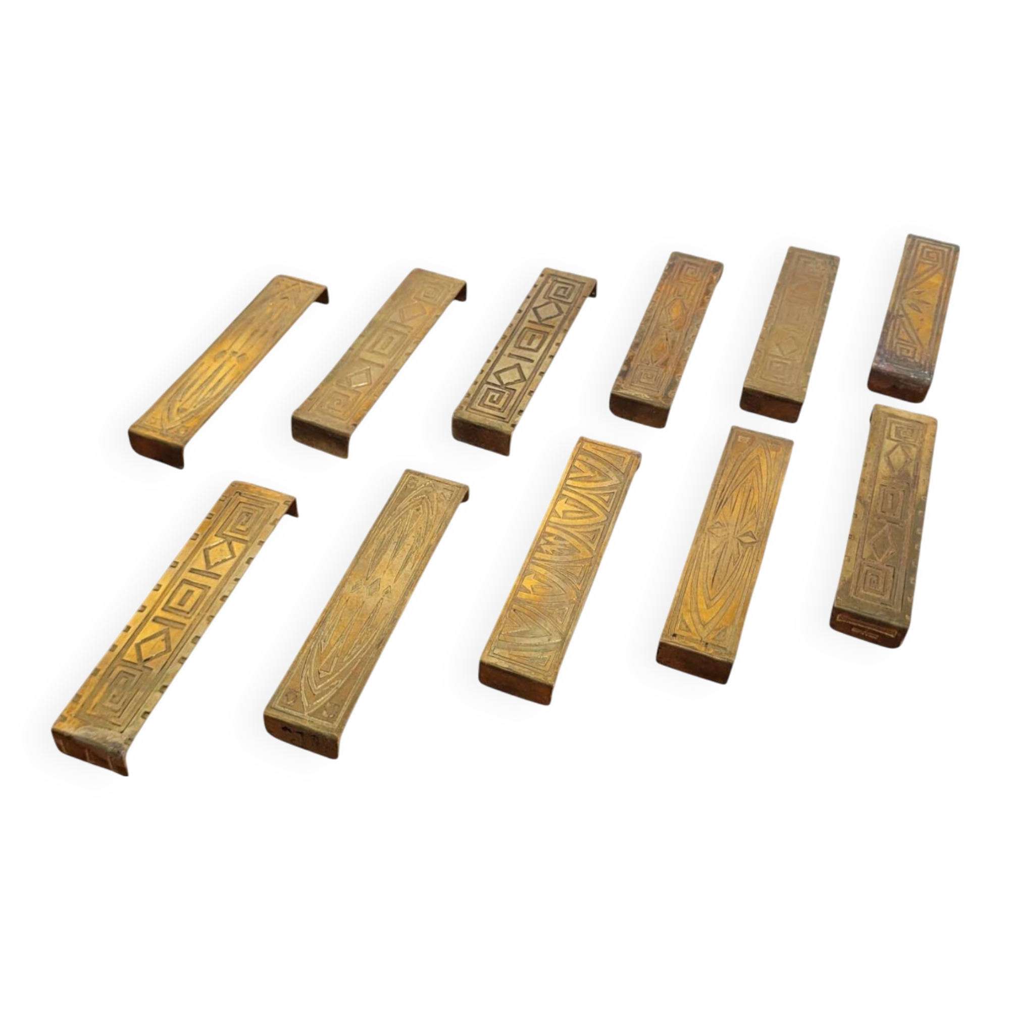 Art Deco style gold knife holder set