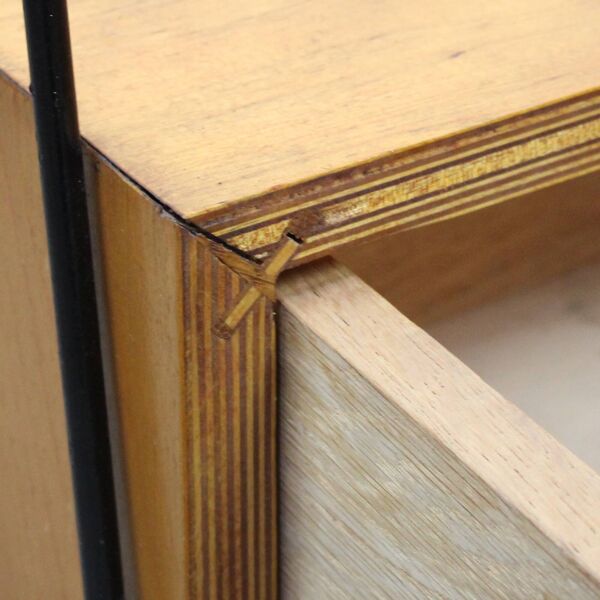 Meuble range plans vintage bois et métal laqué