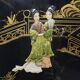 Vintage Chinese black lacquer cabinet soapstone, mother-of-pearl bohemia