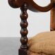 18th-Century Belgian Baroque Armchair in Wood and Leather, Louis XIV Period