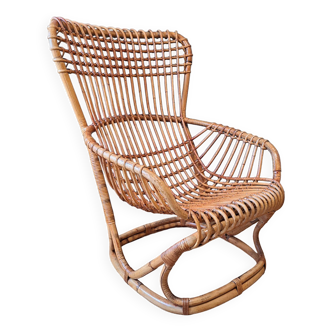 Rattan armchair by Tito Agnoli