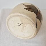 Speckled stoneware carafe with floral decoration signed - Vintage