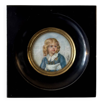 Peinture, miniature du roi de Rome avec cadre Napoléon III