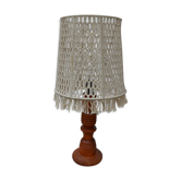 Table lamp in macrame and wood of the 1960s
