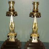 Rare pair of 19th century bronze candlesticks