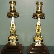 Rare pair of 19th century bronze candlesticks