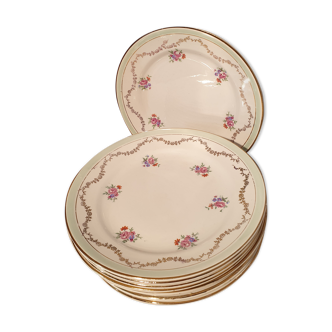 Suite of 11 St Amandinoise dessert plates