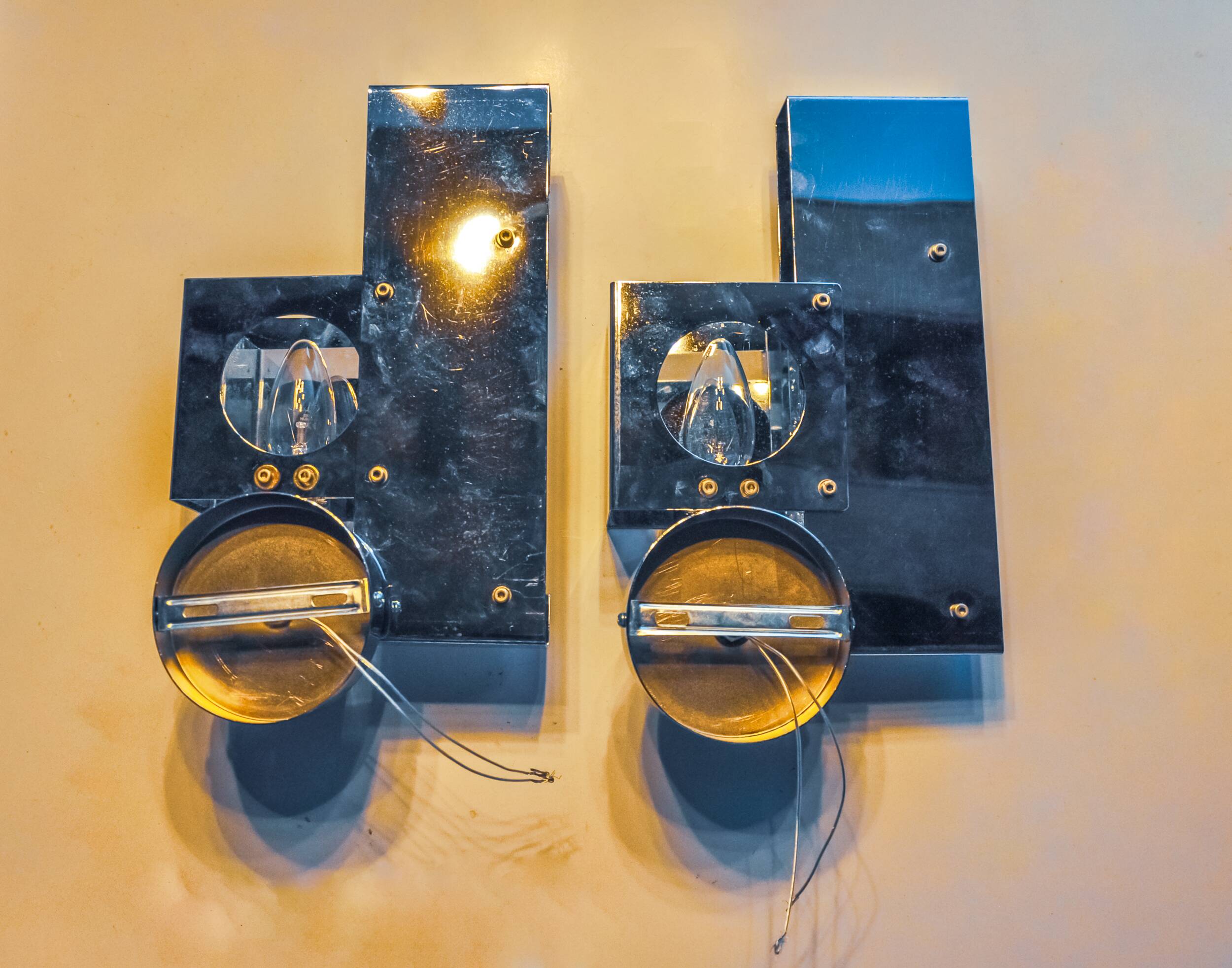 Pair of Space Age wall lights, Italy, 1970
