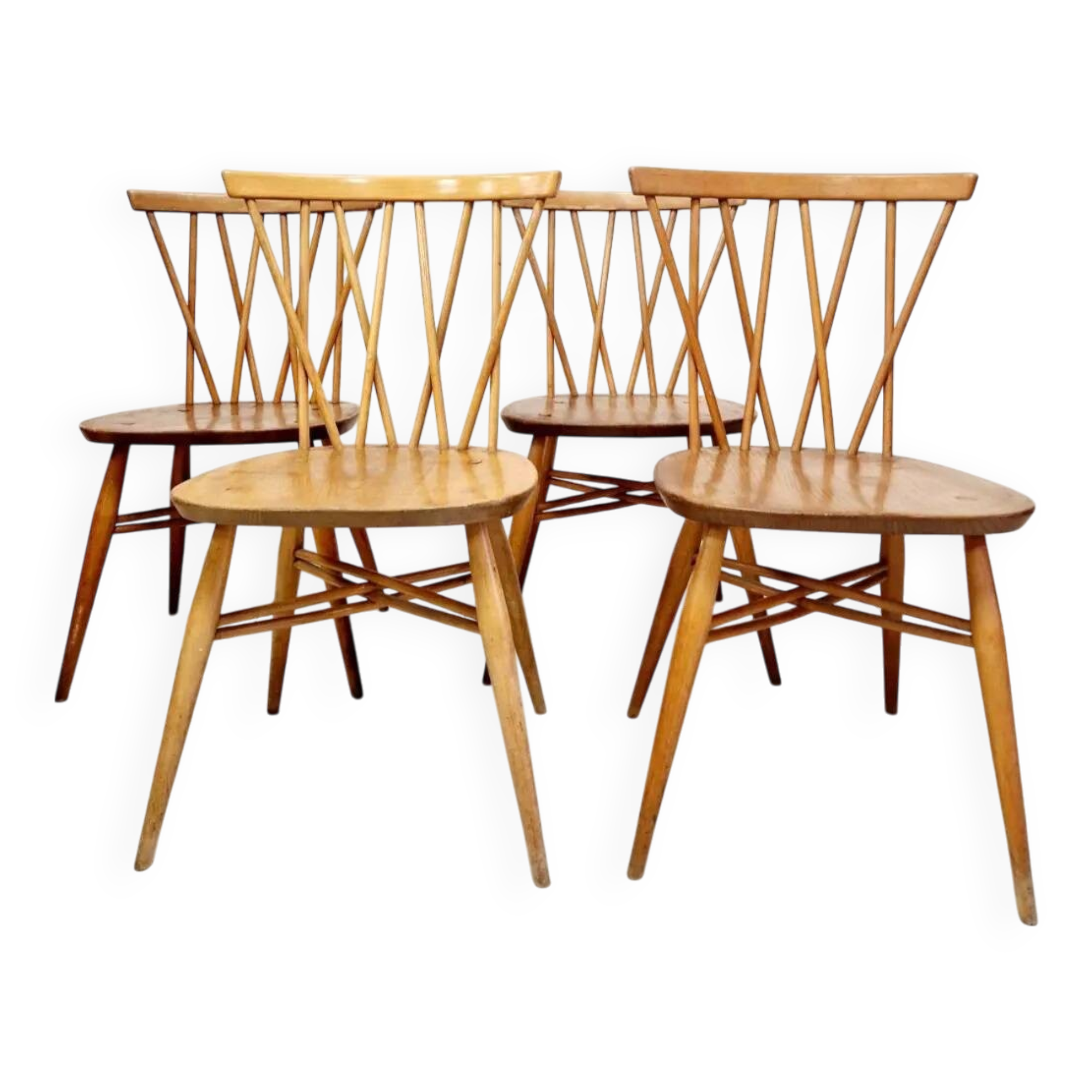 4 Ercol Candlestick Back Dining Chairs