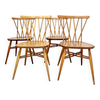 4 Ercol Candlestick Back Dining Chairs