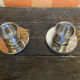 Old Pair of Stainless Steel Cup + Golden Metal Handle Made in ITALY Vintage #D46