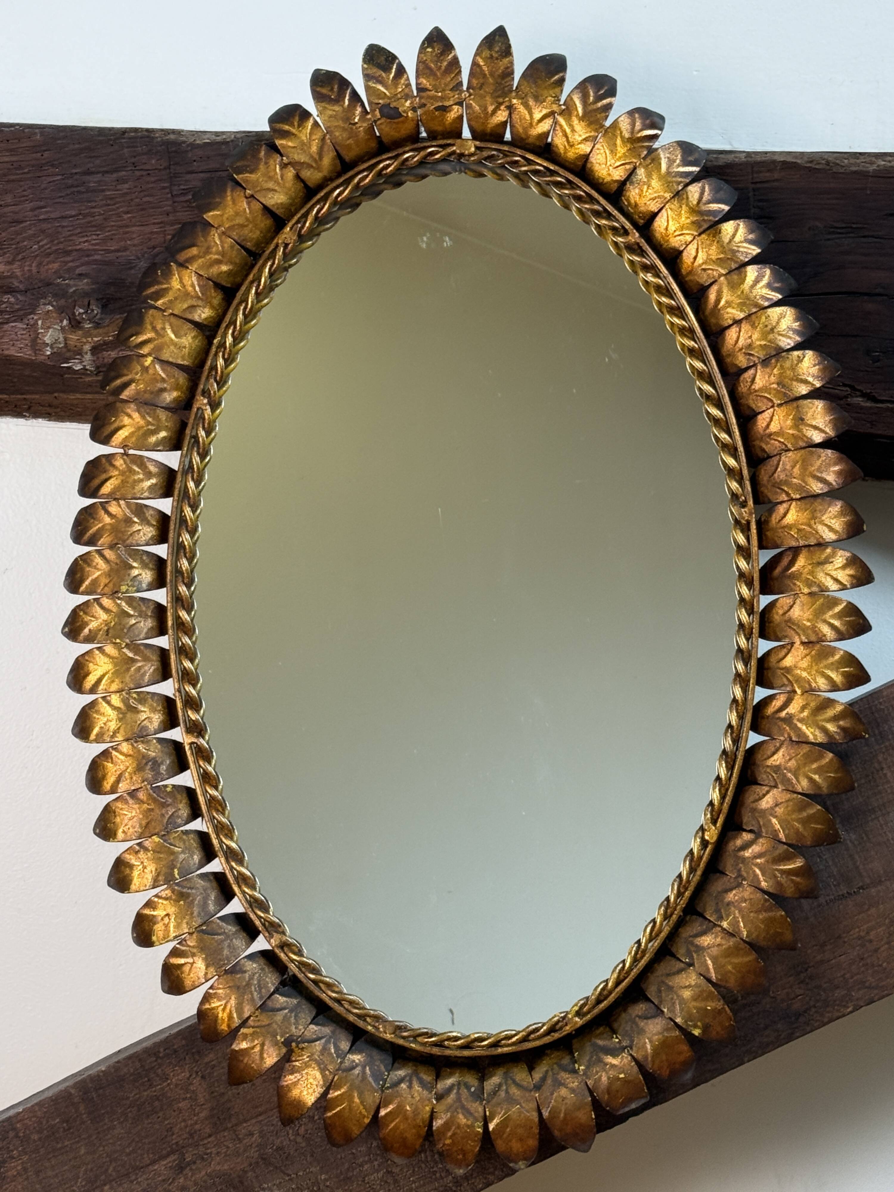 1950s wrought iron sun mirror from Italy