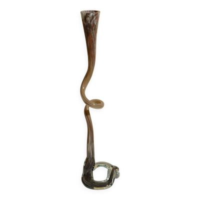Vase en trompette, verre d’art dans le style de Murano, soufflé bouche, H59