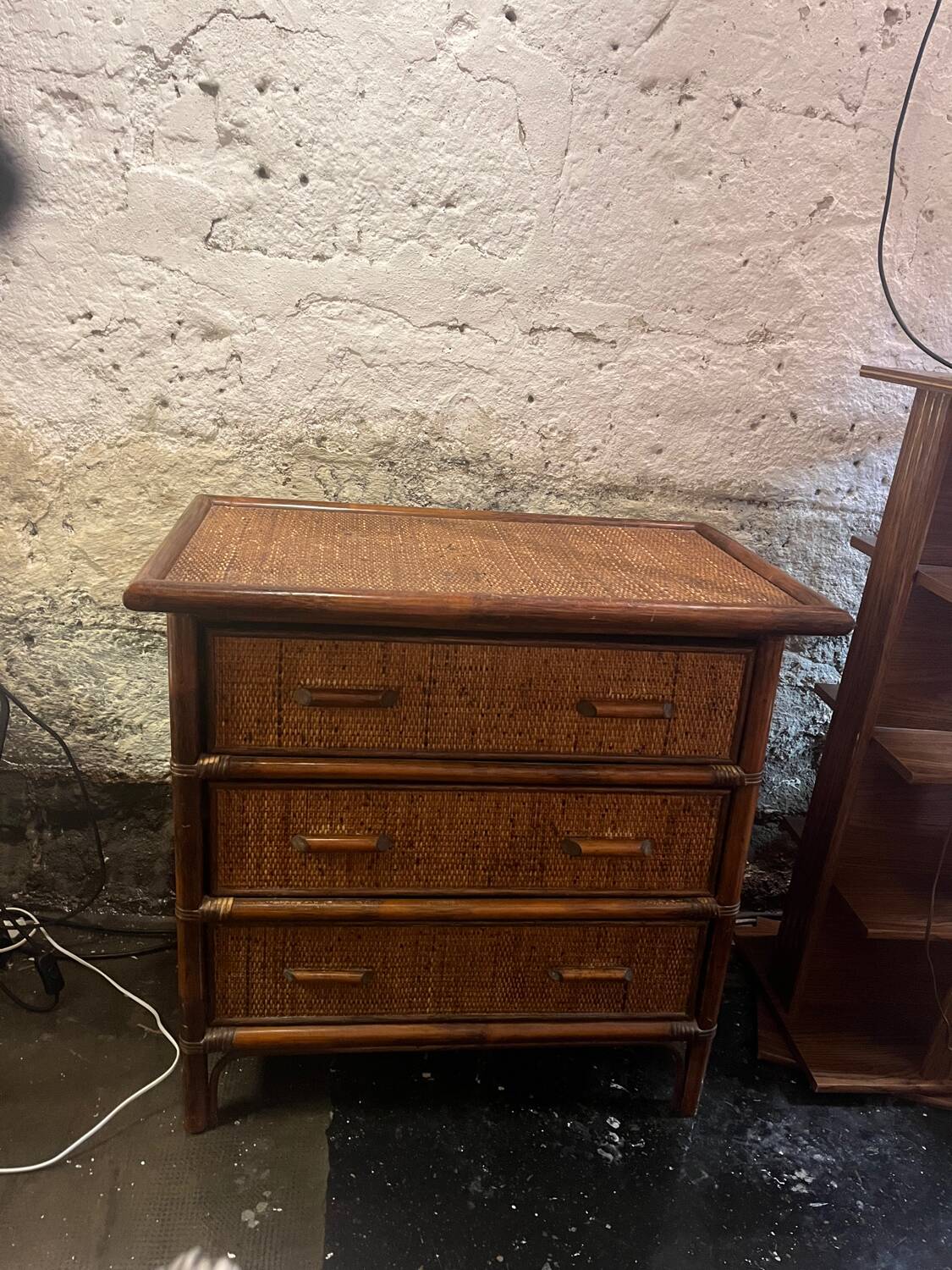 Commode vintage en osier et bambou