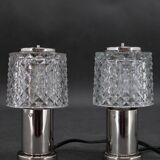 1970s Pair of Bedside Table Glass Lamps by Kamenicky Senov, Czechoslovakia