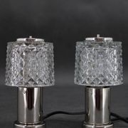 1970s Pair of Bedside Table Glass Lamps by Kamenicky Senov, Czechoslovakia