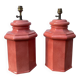 Pair of speckled pink ceramic lamp bases