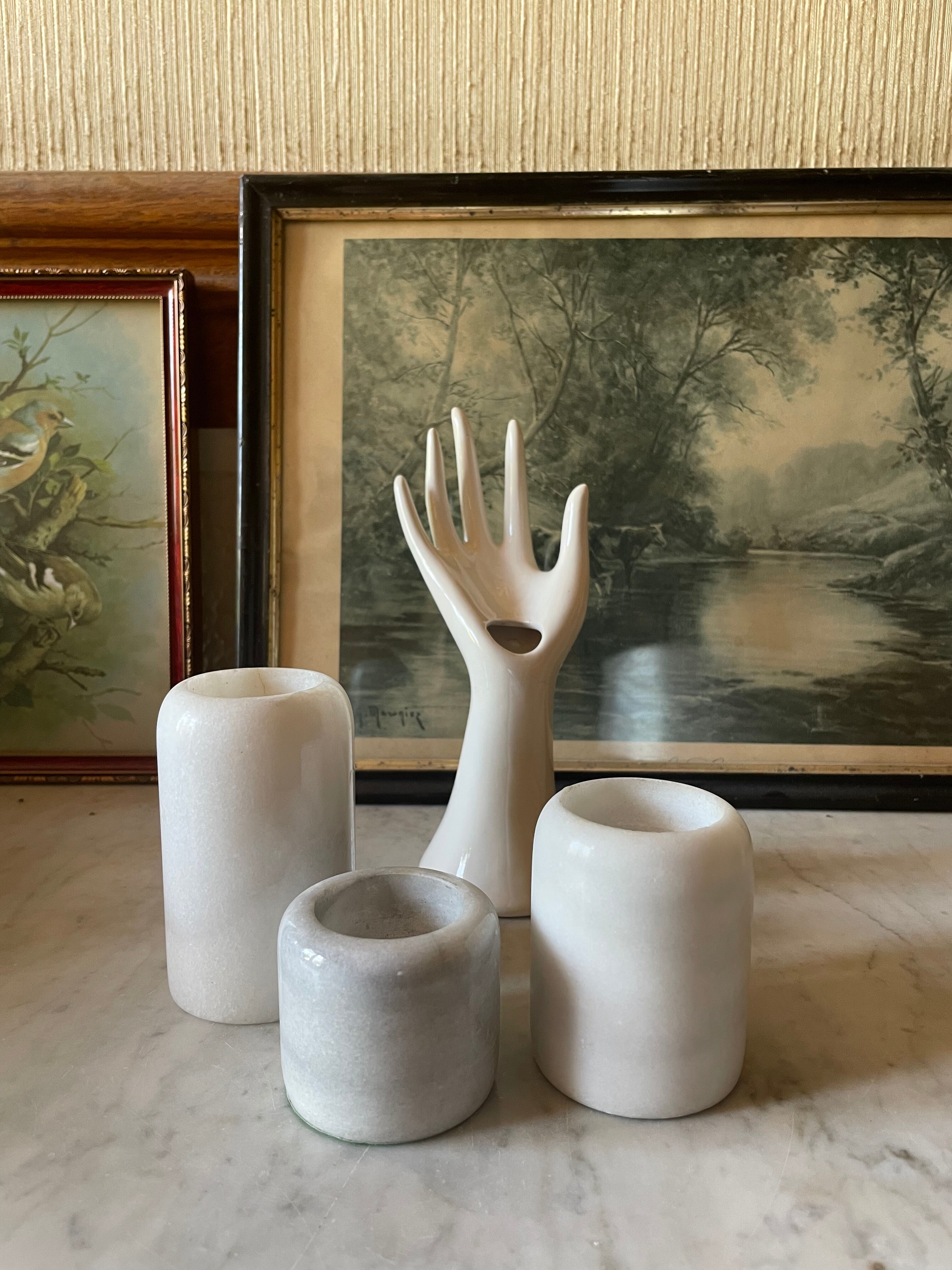 Series of marble candlesticks