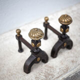 Vintage fireplace pegs, empire style cast iron and brass pegs, fireplace accessories