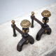 Vintage fireplace pegs, empire style cast iron and brass pegs, fireplace accessories