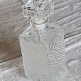 Carafe à whisky vintage en verre pressé – Bouchon gravé fleur