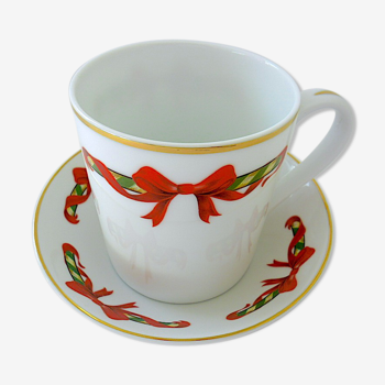 Tasse et sa sous-tasse en porcelaine de Limoges