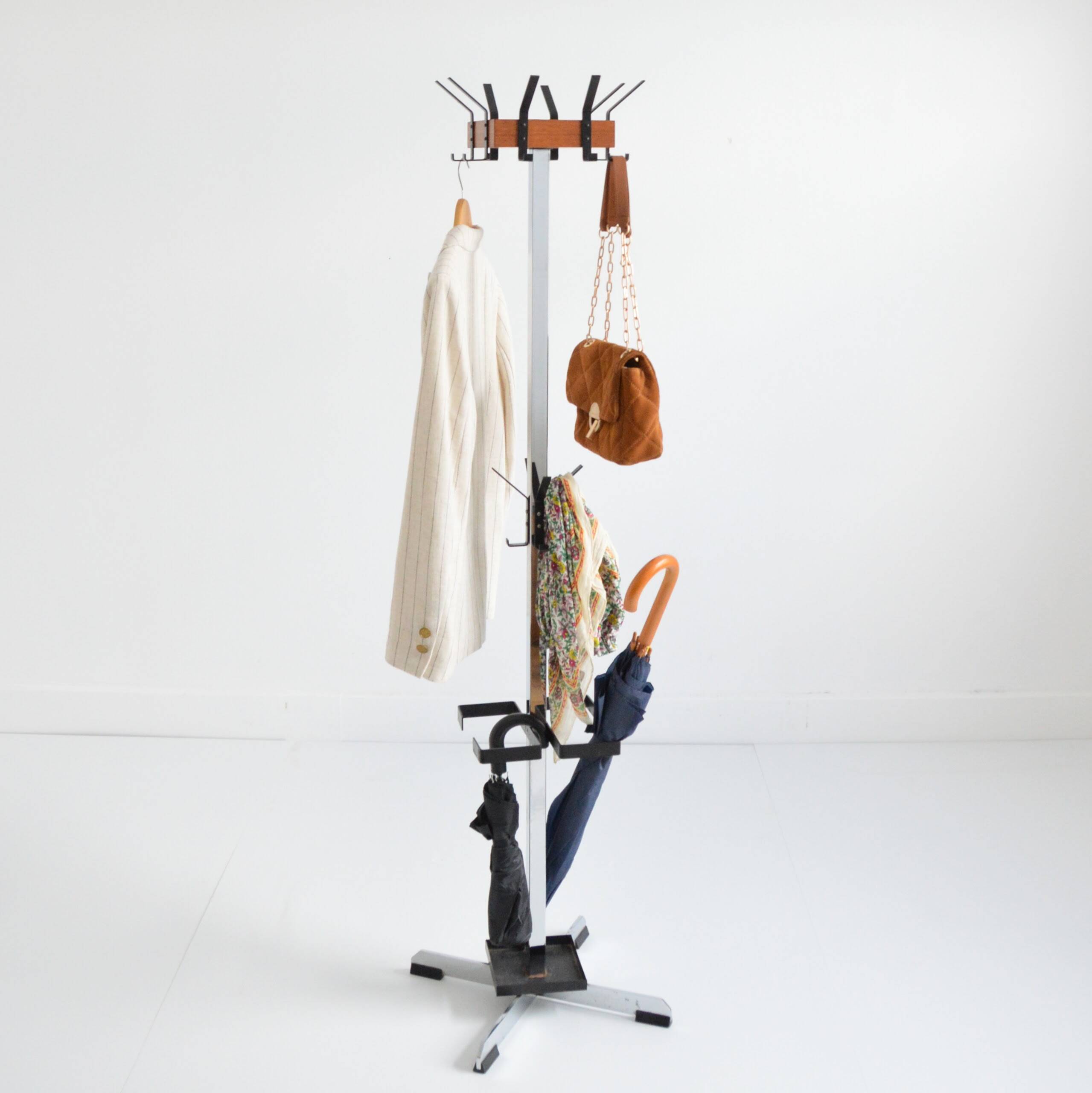Porte manteaux / Porte parapluie scandinave sur pied 1950 vintage