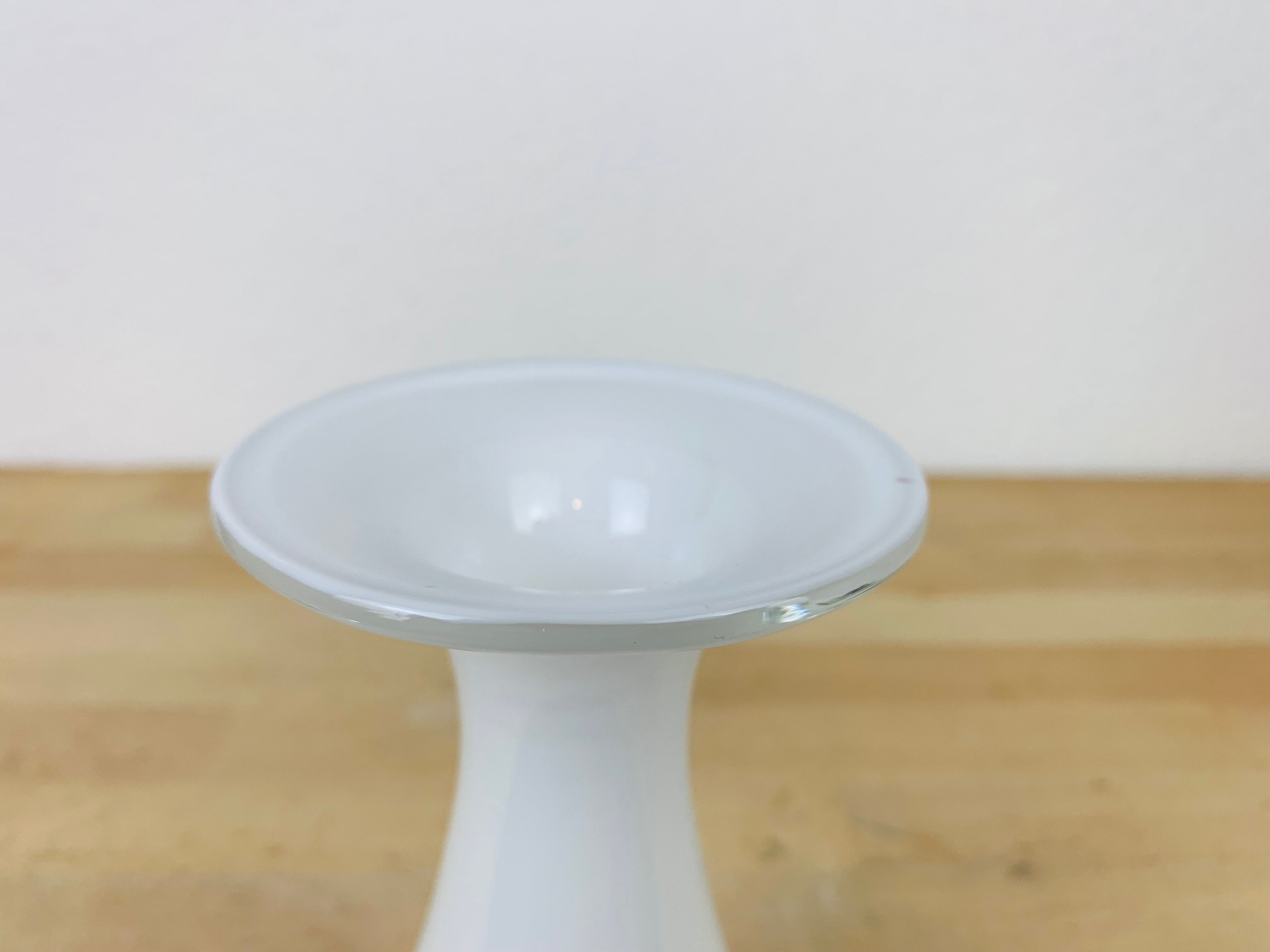 Tarnowiec flat neck vase in vintage white glass