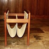 Magazine rack in danish teak and cotton 1950