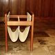 Danish teak and cotton magazine rack, 1950s