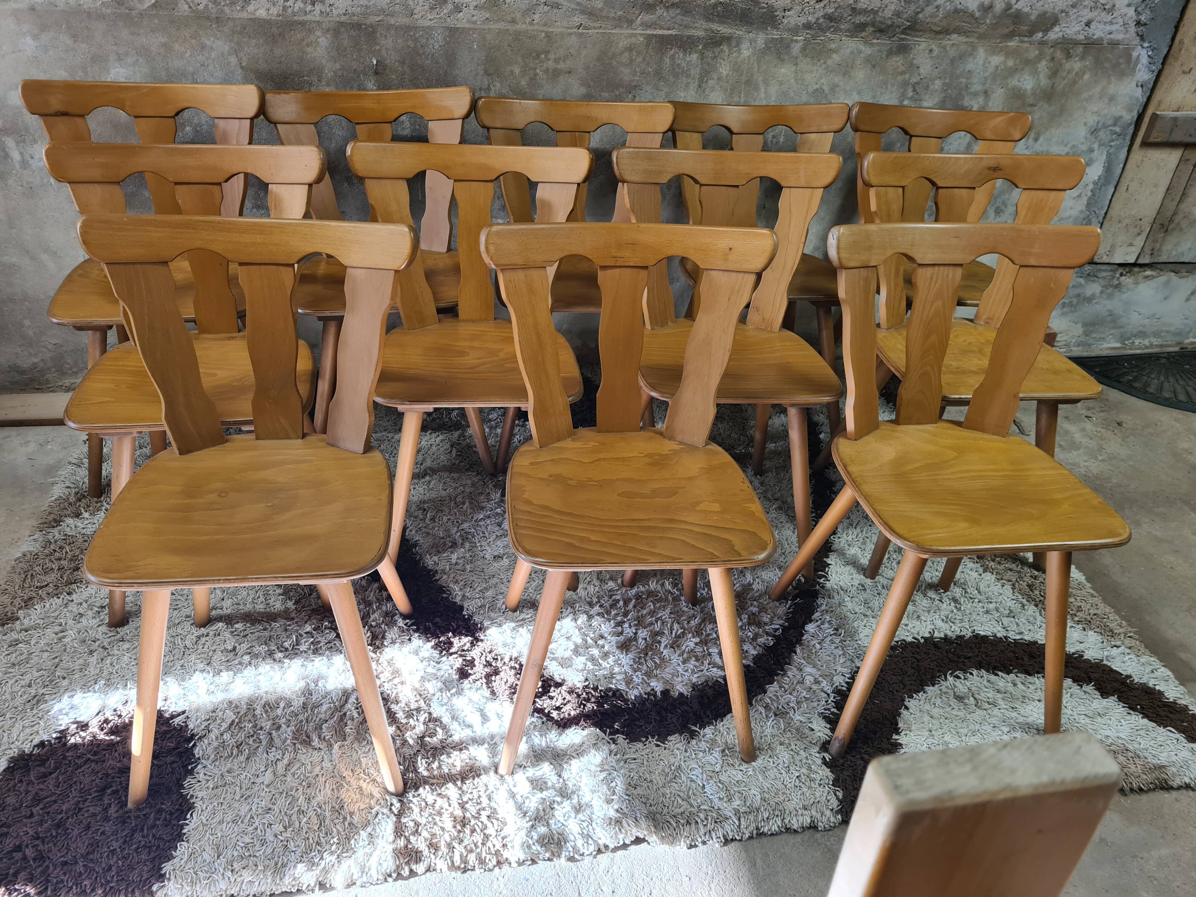 Set of 12 vintage Baumann 1970 bistro chairs